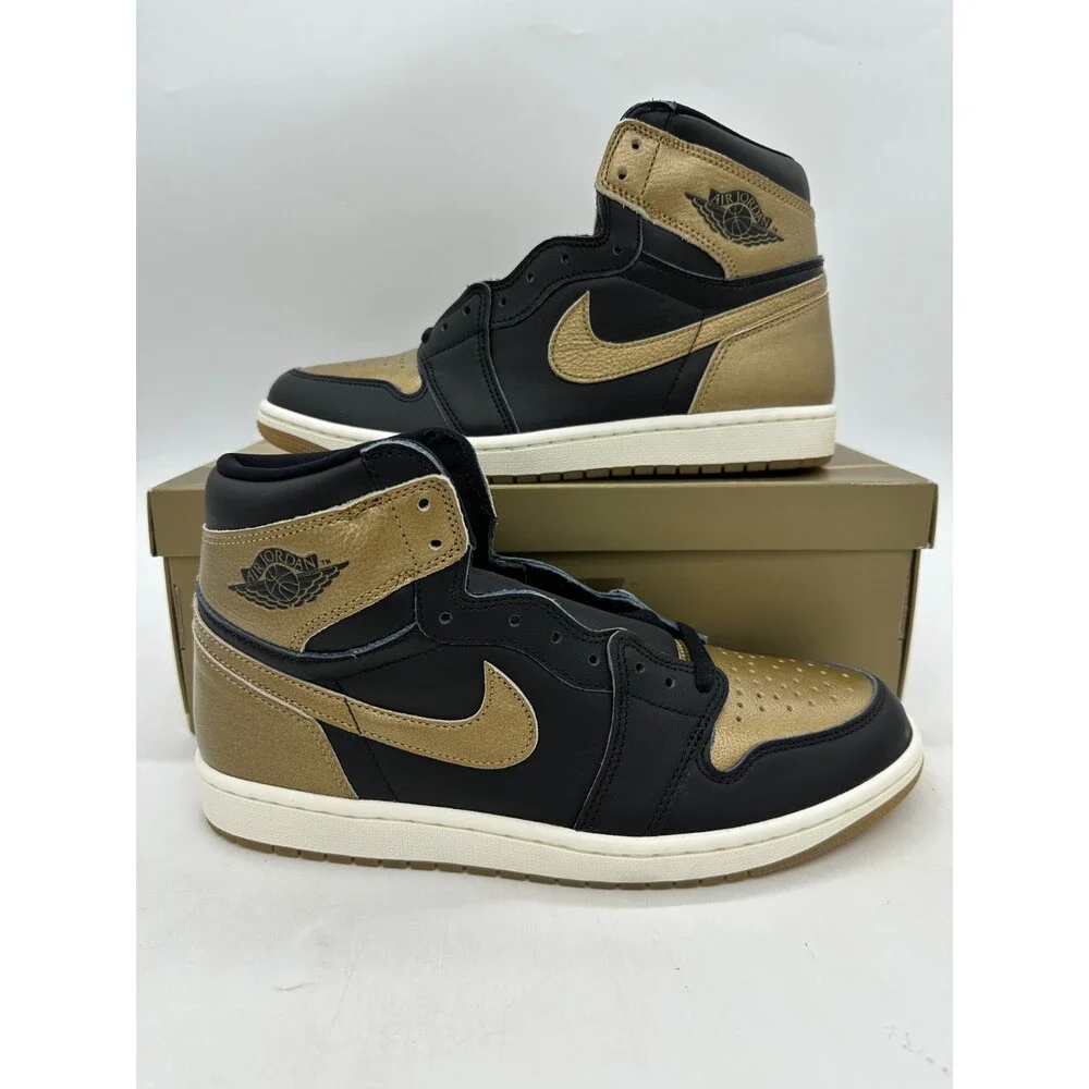 Air Jordan 1 High Retro Men's Size 12.5 Gold Black Athletic Shoes DZ5485 071